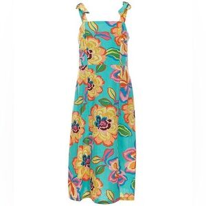 Vibrant Floral Print Sleeveless Tie Strap Midi Dress size XL